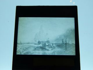 The Fishing Boats Of Calais Art Engraving W.  Davidson 1830 Antique Glass Slide