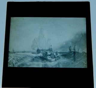The Fishing boats of Calais Art Engraving W.  Davidson 1830 Antique Glass Slide 2