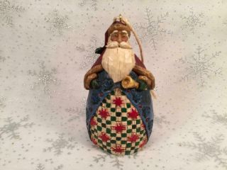 Jim Shore Heartwood Creek Santa With Bell Christmas Ornament 2002