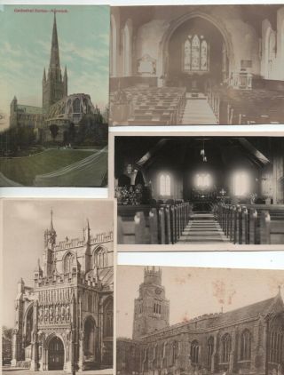 80 Vintage Postcards: Gb Uk Churches Cathedrals Abbeys