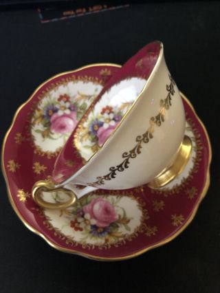 Rare Eb Foley Bone China Broadway Cup&saucer Set Red,  Floral Md In England
