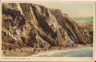 Lovely Scarce Old Postcard - Coloured Cliffs - Alum Bay - Isle Of Wight C.  1939