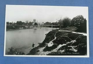 Vintage Real Photo Postcard Victoria Bridge And The Wye Hereford I1d