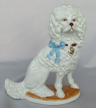 Antique Old Staffordshire Poodle Dog Figurine 8 " Tall Germany Hand Painted