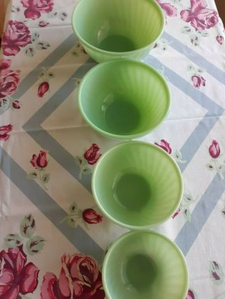 Vintage Fire King Jadeite Swirl Mixing Bowl Set Of 4 Only For Display