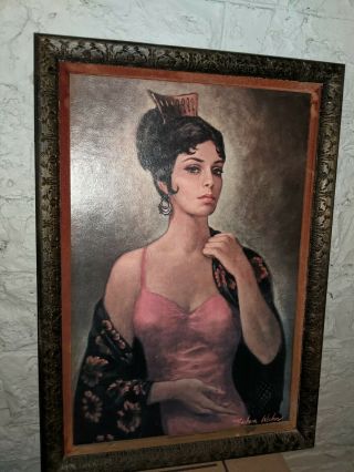 Vintage Mid - Century Barbara Weber " Carmen " Large Print Ornate Framed Spanish Art
