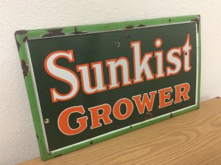 VTG PORCELAIN SUNKIST GROWER SIGN California Fruit Growers Exchange - Soda Juice 2