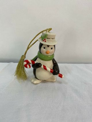 Lenox Christmas Tree Ornament Penguin Holding Candy Cane