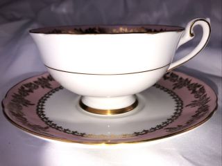 Rare SHELLEY Of England,  Fine Bone China PINK & GOLD Vintage Teacup/Saucer. 3