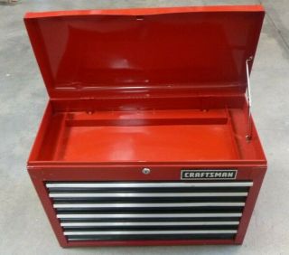 Vintage Craftsman 6 - Drawer Red Steel Tool Box - 26 " X 19 " X 12 "
