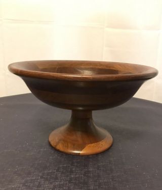 Vintage Solid American Walnut Pedestal Wood Bowl 13.  5 X 8 Mid Century Prop Hous