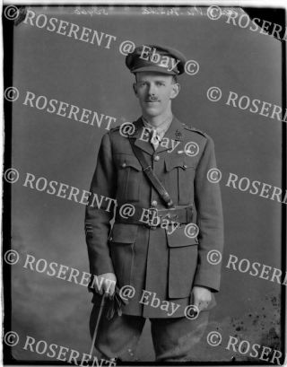 1918 Royal Army Medical Corps - Capt G P A Bracken - Glass Negative 22 By 16cm