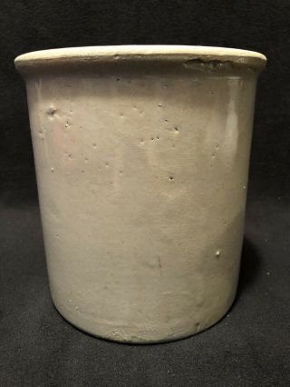Antique Vintage Salt Glazed Crock Primitive Stoneware No Markings 6.  5 " Tall