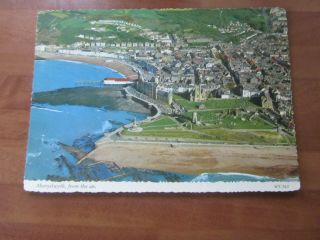 Wales Aberystwyth From The Air 1974 Old Postcard