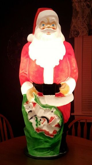 Vintage Empire Blow Mold Lighted Christmas Santa Claus With Toy Sack 46 "