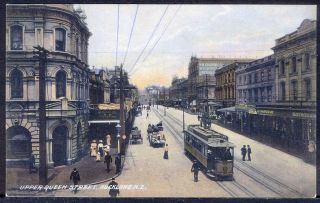 Upper Queen Street,  Auckland,  Zealand.  Pre - 1914 Vintage Postcard.  Post