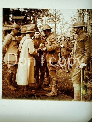 Wwi Glass Stereoview Photo Slide American Soldier Major With Gas Mask In Argonne