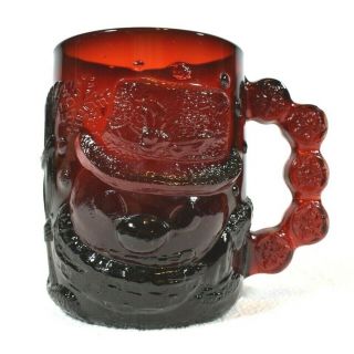 Christmas Holiday Arcoroc Vintage Ruby Red Frosty The Snowman Glass Mug Winter