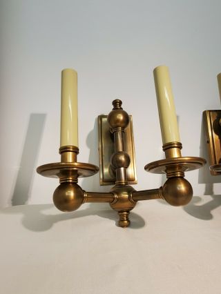 Pair Sconces Chapman & Meyers? Vintage Rubbed Solid Brass Classic Candelabra