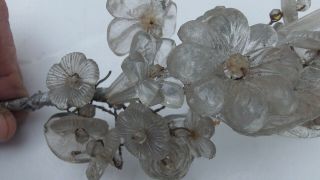 7.  5  Vintage Victorian Czech Glass Wire Stem Bead Bouquet Corsage Flower Leaf
