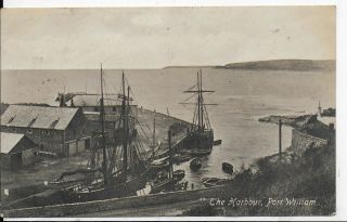 Rare Vintage Postcard,  View Of The Harbour,  Port William,  Scotland,  1920