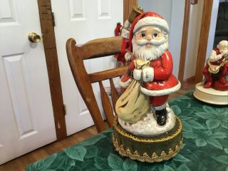 Jingle Bells Santa Claus Music Box Adorable 10” Tall Vintage