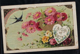 Antique Vintage Postcard A Gift Of Love Valentine 