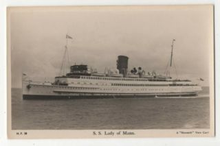 Ss Lady Of Mann Isle Of Man Steamship Vintage Rp Postcard 104c