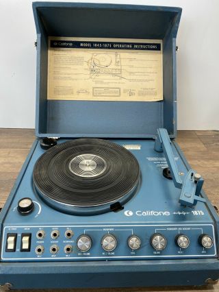 Califone 1875 Portable Vintage Record Player Phonograph Turntable