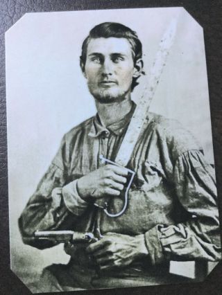 Civil War Doubled Armed Comfederate Military Soldier Tintype C519rp