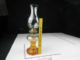 Vintage Oil Lamp Kerosene Risdon P & A Amber Glass Base Eagle Burner - 18 " Tall