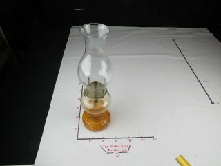 Vintage Oil Lamp Kerosene Risdon P & A Amber Glass Base Eagle Burner - 18 