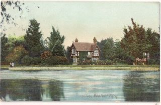Lovely Scarce Old Postcard - The Lake Bedford Park - Bedfordshire 1906