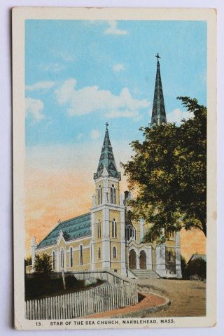 22c Old Postcard Star Of The Sea Church,  Marblehead,  Ma