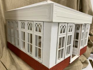 Vintage Dollhouse Miniature 1:12 Wood & Glass Garden Atrium Room Box Unfinished