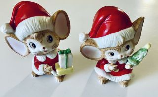 Christmas Mice In Santa Claus Suits Vintage Homeco 5405 Anthropomorphic Mouse