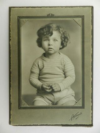 Vintage Photo Of Baby Girl Boy Cardboard Frame Hartsook Curly Hair
