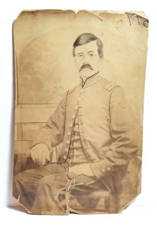 Civil War Union Army Soldier Captain " Grandpa Whitehead ",  Large Cdv - Type Photo