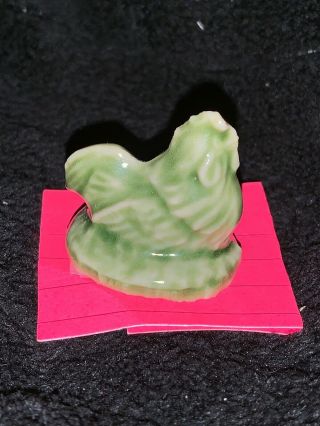 Wade Made In England Porcelain Pottery Green Chicken Hen On Nest Miniature ❤️m9