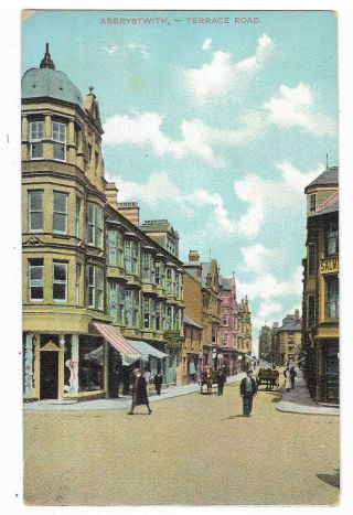 Wales Aberystwyth Terrace Road 1909 Vintage Postcard 16.  12