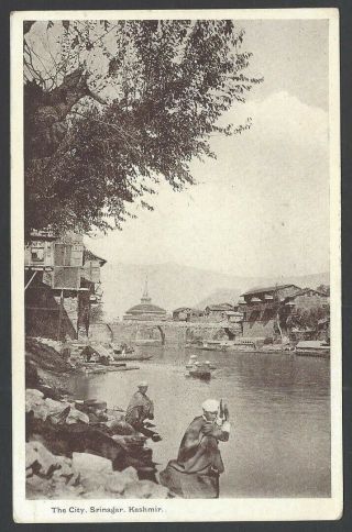 India The City,  Srinagar,  Kashmir Vintage Postcard