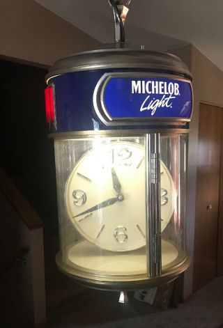 Vintage Old Motion Michelob Beer Sign Lighted Rotating Clock Bud Hamms Style