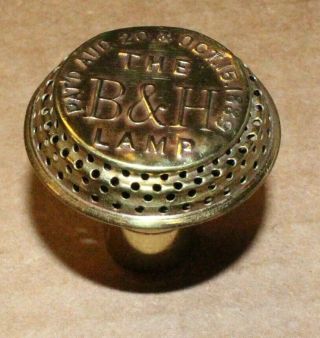 Vintage Brass B&h Bradley & Hubbard Oil Lamp Flame Spreader Pat 1889 Nos