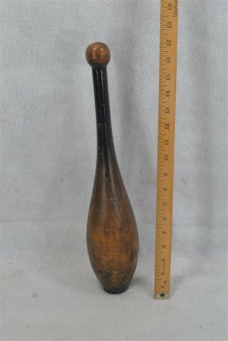 Antique Exercise Workout Wooden Indian Clubs Dumbbell Single 1.  10 Pounds 17 In