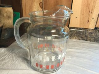 Vintage Glass Water Tea Lemonade Pitcher With Retro Design