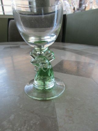 Antique Glass Cordial - Rooster Head Stem - RARE 2