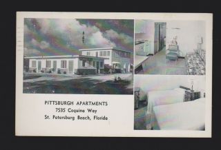 Vintage Pittsburgh Apartments,  St Petersburg,  Fla Postcard