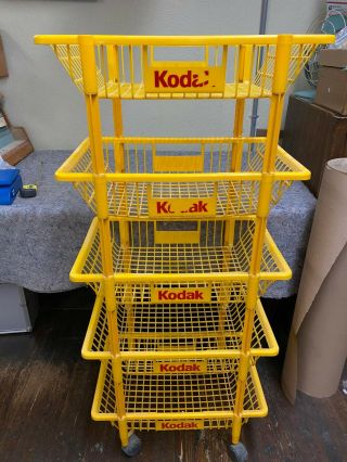 Vintage Kodak Store Display Rack Cart On Wheels