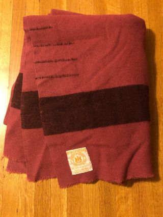 Vintage Hudson Bay 3.  5 Point Wool Blanket Rare Mauve Burgundy Pink 63x77 England
