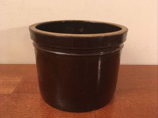 Squat Antique / Vintage 1 Gallon Brown Stoneware Crock